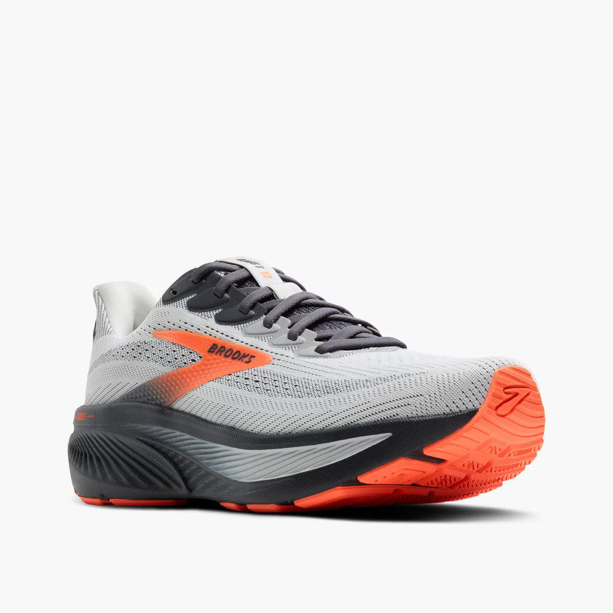 Brooks Men's Ghost 17 (Wide) - Oyster Mushroom/Orange/Ebony