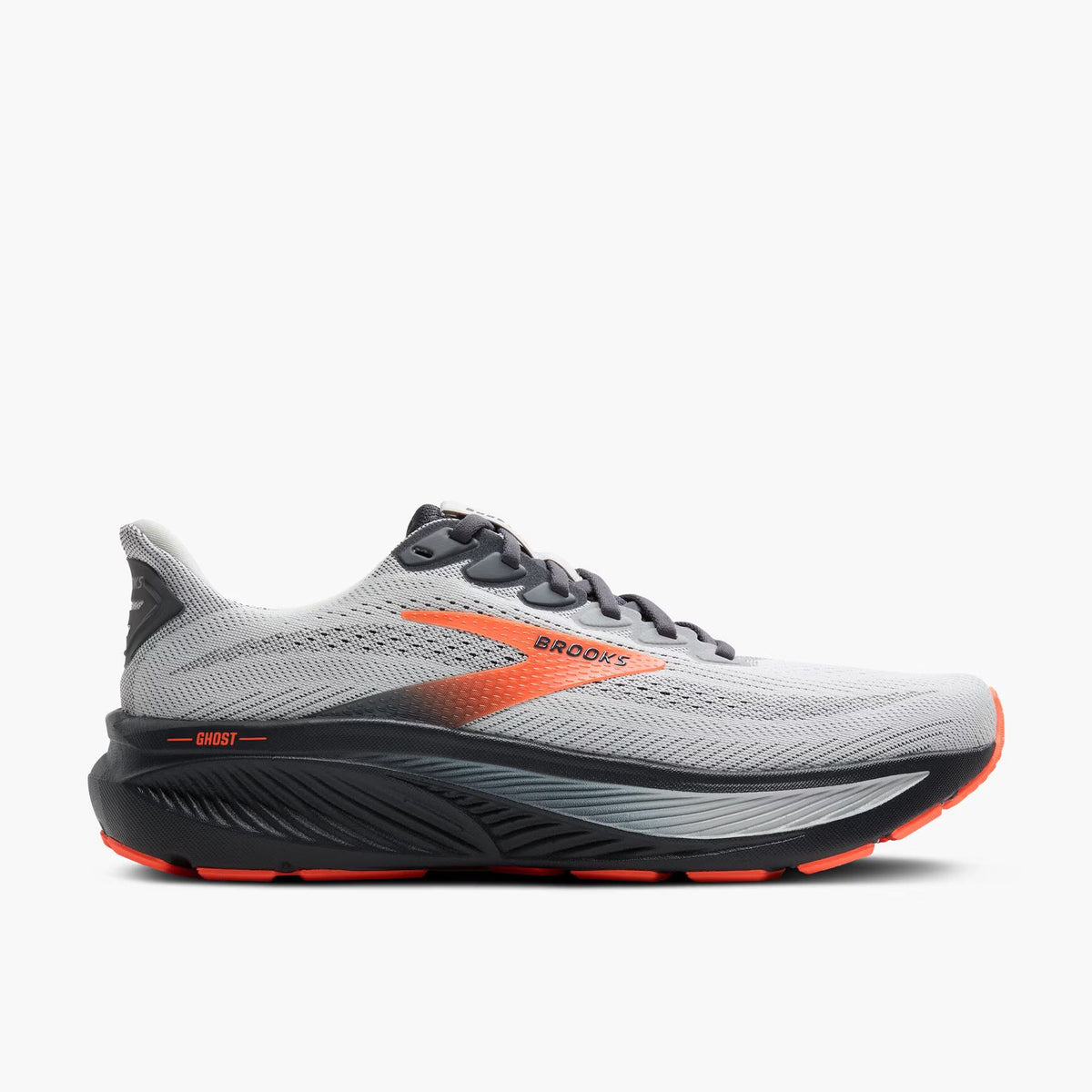 Brooks Men's Ghost 17 (Wide) - Oyster Mushroom/Orange/Ebony
