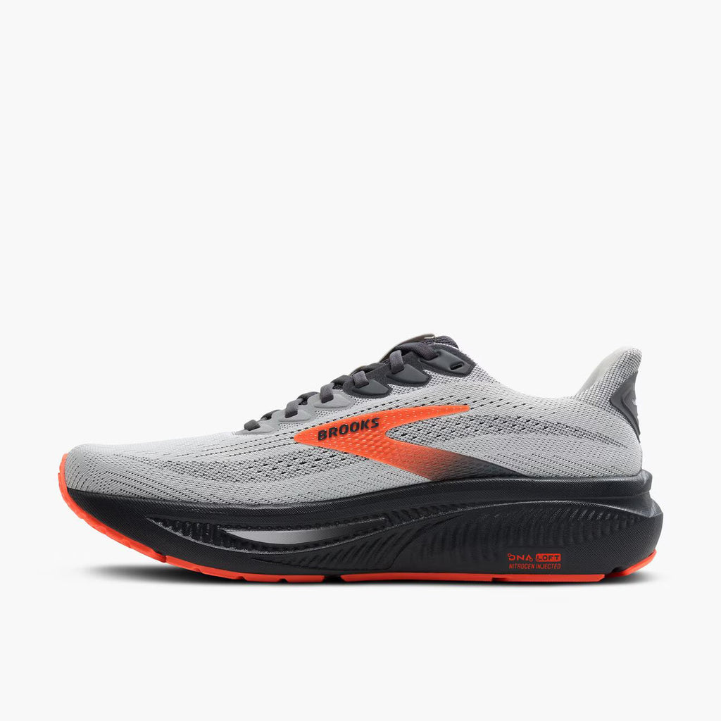 Brooks Men's Ghost 17 (Wide) - Oyster Mushroom/Orange/Ebony