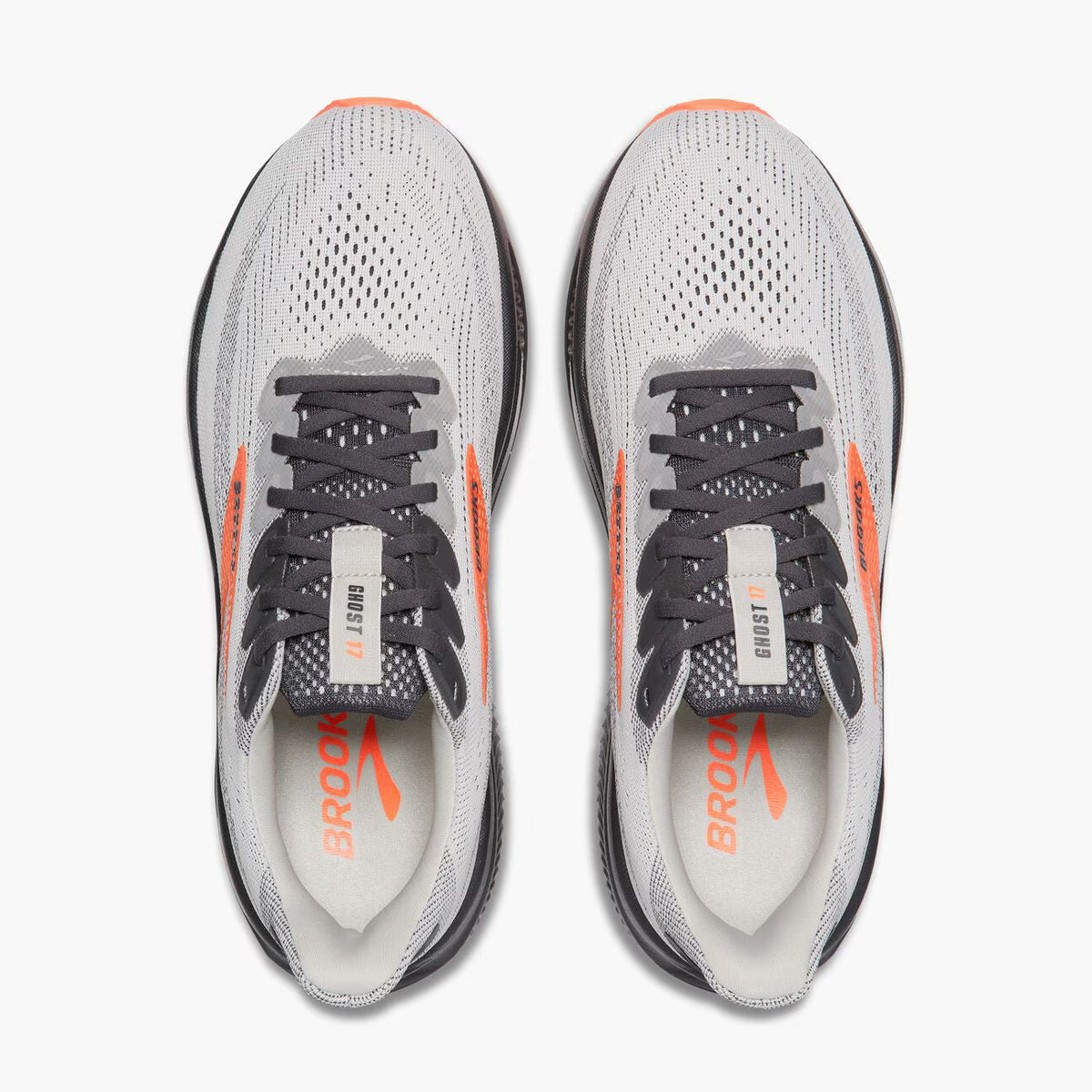 Brooks Men's Ghost 17 (Wide) - Oyster Mushroom/Orange/Ebony