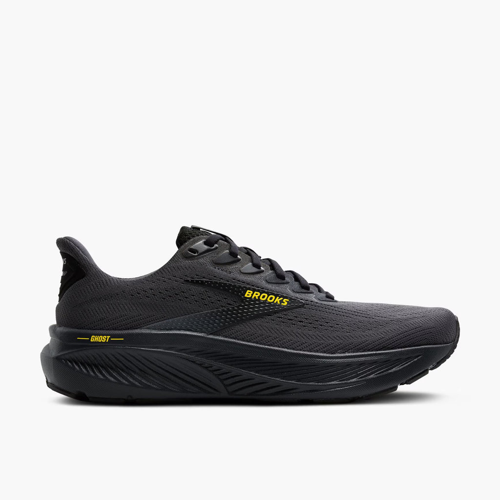 Brooks Men's Ghost 17 (Wide) - Ebony/Black/Yellow