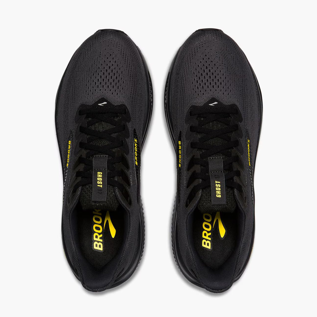 Brooks Men's Ghost 17 (Wide) - Ebony/Black/Yellow