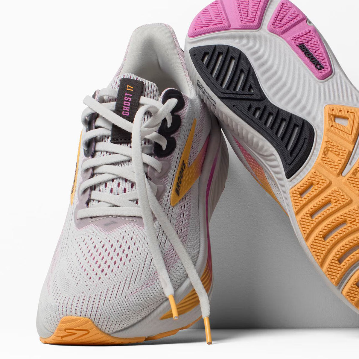 Brooks Women's Ghost 17 (Wide) - Oyster/Apricot/Pink