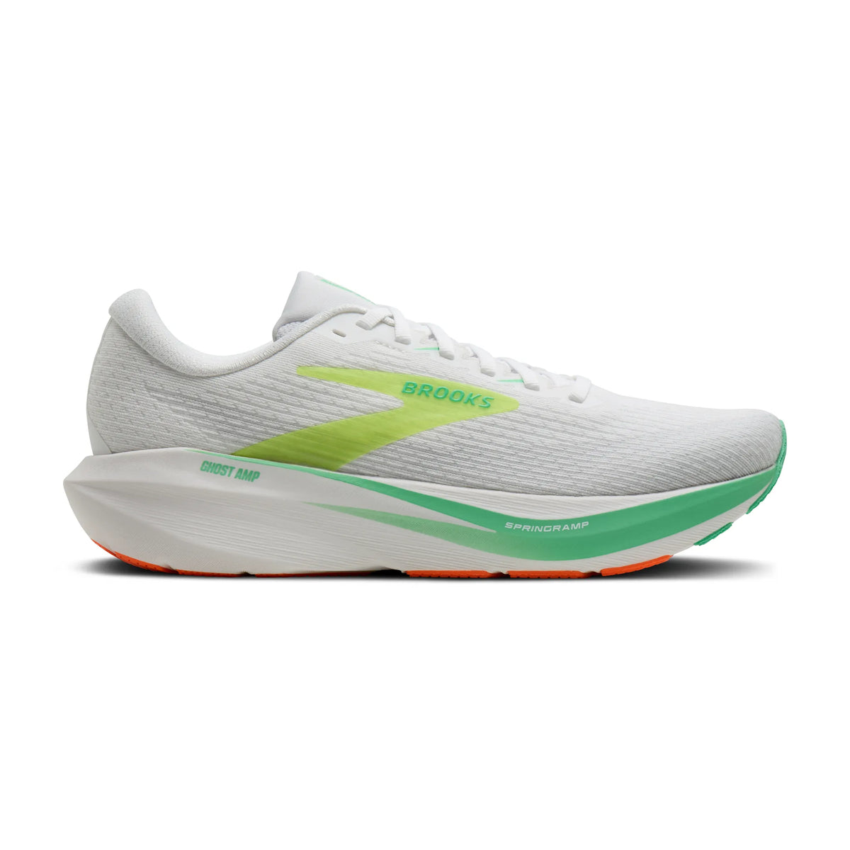 Brooks Men's Ghost Amp - White/Paradise Green/Nightlife