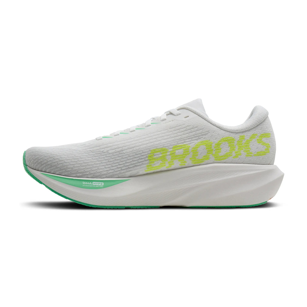 Brooks Men's Ghost Amp (Wide) - White/Paradise Green/Nightlife